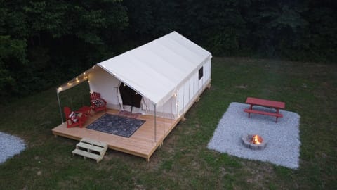 fire pit outside, propane heater inside