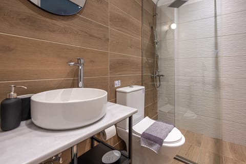 Deluxe Studio | Bathroom | Shower, free toiletries, hair dryer, towels