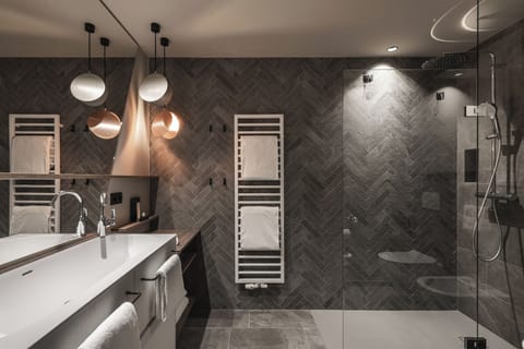 Family Studio Suite, Balcony, Lake View | Bathroom | Shower, hair dryer, slippers, towels