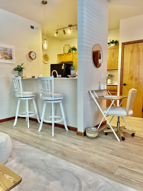 Need to work a bit, small desk fits the bill. 