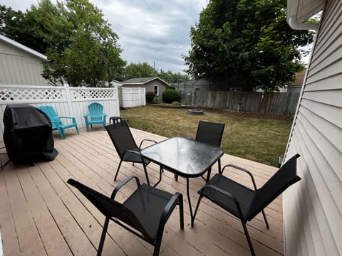 Gas grill, fire pit and Corn-hole.