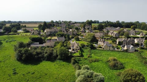 Aerial View of Sixpenny Cottage and Village Behind, Sixpenny Cottage, Bolthole Retreats