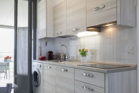 Panoramic Apartment | Private kitchen | Full-size fridge, microwave, stovetop, dishwasher