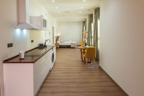 City Apartment | Private kitchen | Mini-fridge, microwave, stovetop, coffee/tea maker