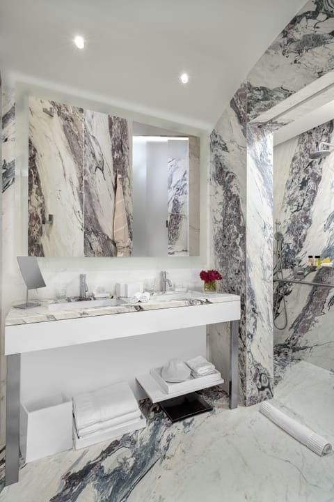 Caruso Suite | Bathroom | Designer toiletries, hair dryer, bathrobes, slippers