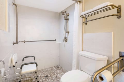 Room, 2 Queen Beds, Accessible, Non Smoking (Mobility/Hearing, Roll-in shower) | Bathroom shower