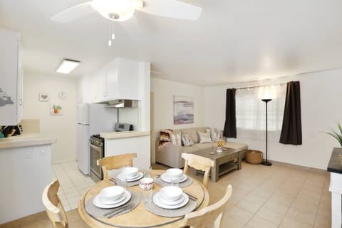 A reverse view of the dining room and living room!