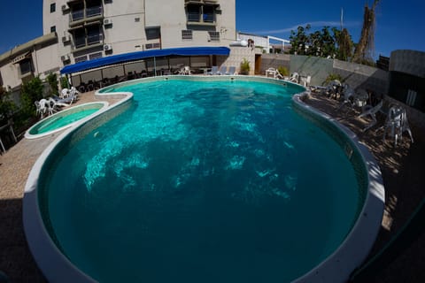 Outdoor pool, sun loungers