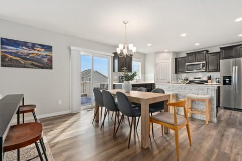 Dining room looking into the kitchen. You can also walk onto the deck from the dining room.