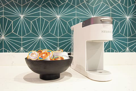 Coffee Bar with Nespresso, Keurig Single and Pot brew, French Press, Light/Medium/Dark Coffee Beans, Various Syrups, Condiments, sweeteners,.