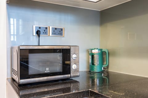 Panoramic Apartment | Private kitchen | Full-size fridge, microwave, oven, stovetop