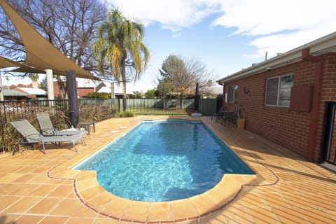 Outdoor pool, sun loungers