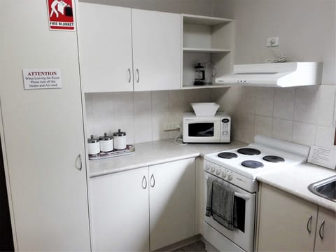 Apartment | Private kitchen | Microwave, electric kettle, toaster, cleaning supplies