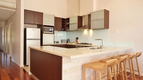 Two Bedroom Apartment | Private kitchen | Full-size fridge, microwave, oven, stovetop