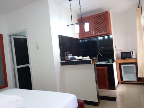 Classic Studio, 1 King Bed, Non Smoking, Pool View | Private kitchen | Highchair