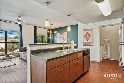Fully equipped kitchen with all the essentials plus dishwasher and washer & dryer