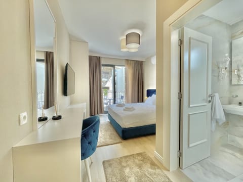 Romantic Room | Premium bedding, Select Comfort beds, desk, laptop workspace