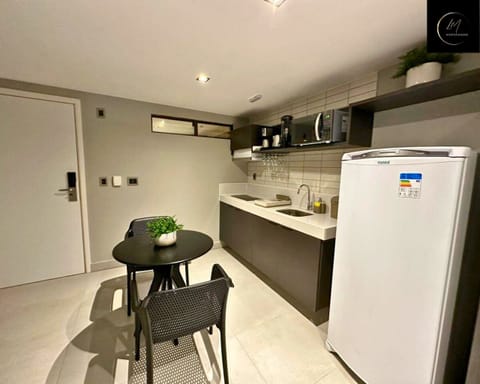 Luxury Apartment | Private kitchen | Fridge, microwave, electric kettle