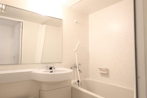 Combined shower/tub, hair dryer, slippers, bidet