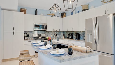 The kitchen has everything needed for the chef in your crew...