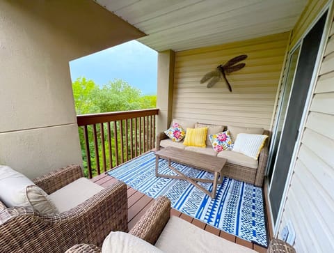 The large private deck also features a second seating area right off the master bedroom.