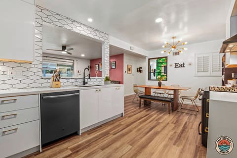 Stainless steel appliances bring sleek, modern style to this kitchen