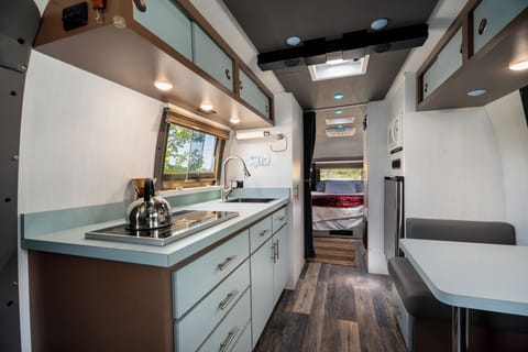 Airstream - The Bluebonnet | Private kitchen | Full-size fridge, microwave, oven, stovetop