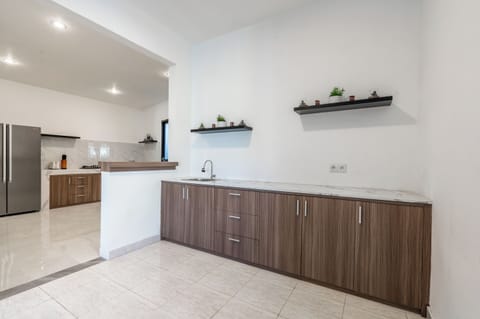 Deluxe Villa | Private kitchen | Fridge, microwave, stovetop, coffee/tea maker