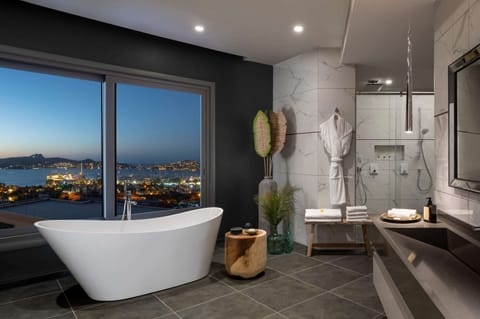 Suite, Terrace, Sea View (Sea View Infinity) | Bathroom | Shower, hair dryer, bathrobes, slippers