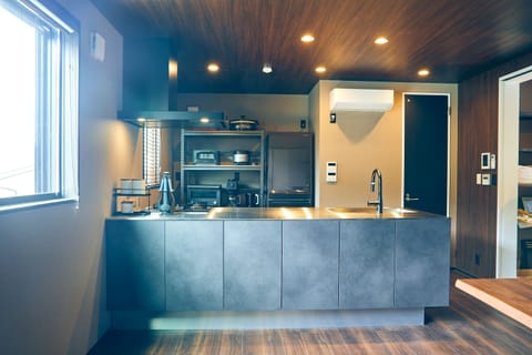 Luxury Villa | Private kitchen | Full-size fridge, microwave, stovetop, dishwasher