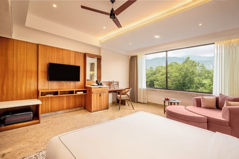 Prominent Premier Room with Mussoorie view | Minibar, in-room safe, desk, laptop workspace