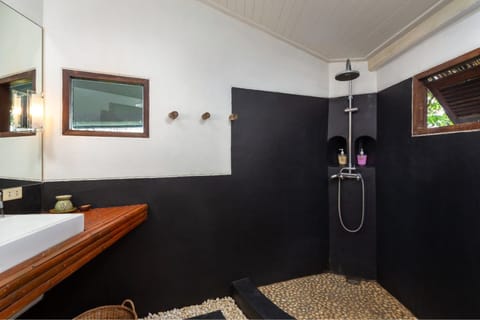 Jungle Lodge | Bathroom | Shower, rainfall showerhead, free toiletries, hair dryer