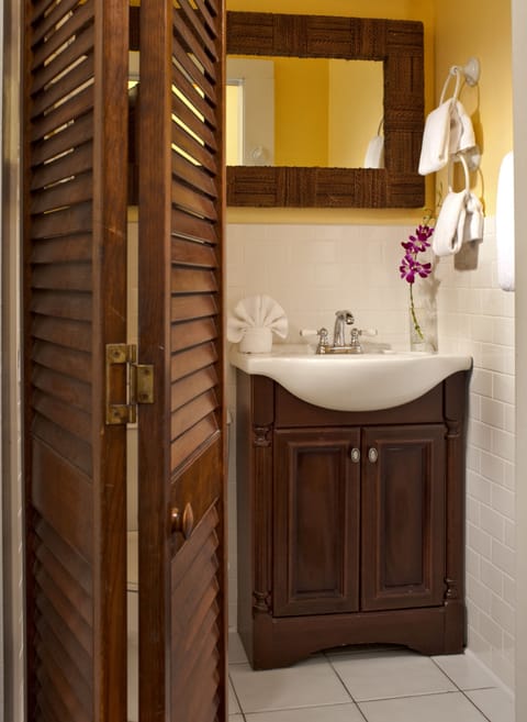 Bamboo Room -- Adults Only | Bathroom | Shower, free toiletries, hair dryer, towels