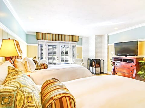 Premium Room, 2 Queen Beds, Fireplace | Premium bedding, desk, iron/ironing board, free WiFi