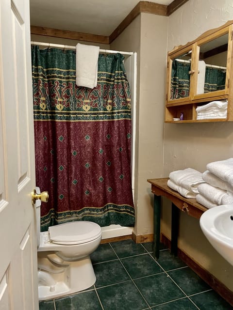 BLACK BEAR (No.13) 3 Bedroom/ 2 Bath, AC Window Unit, Split Level with Staircase | Bathroom | Hair dryer, towels, soap, toilet paper