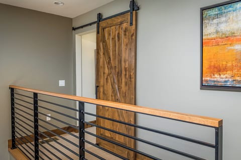 Upstairs bedroom barn door