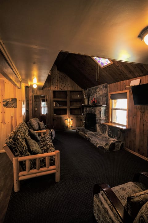 Log Cabin | Living room | 32-inch flat-screen TV with cable channels, TV, fireplace