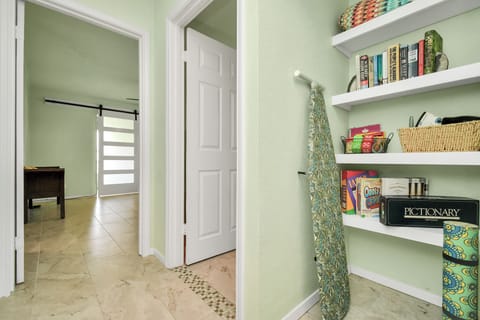 Please help yourself to any books, games, blankets, or even the yoga mat :)