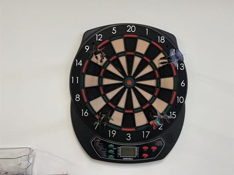 Dart board in the garage