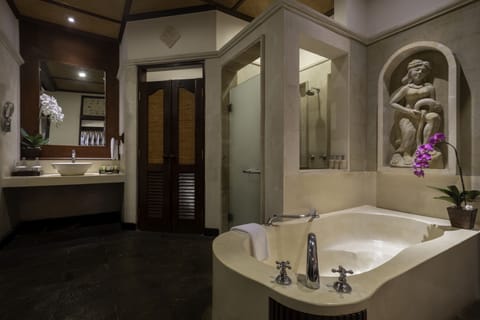 Royal Room | Bathroom | Separate tub and shower, rainfall showerhead, free toiletries