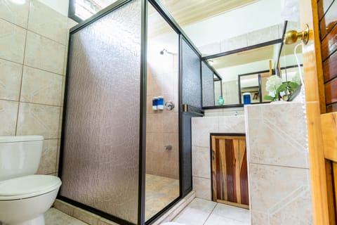Double Room | Bathroom | Shower, hair dryer, towels