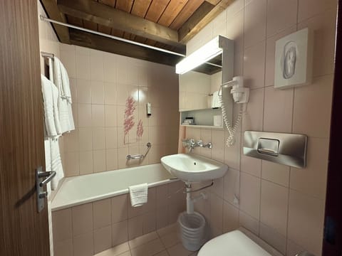 Family Triple Room | Bathroom | Hair dryer, towels