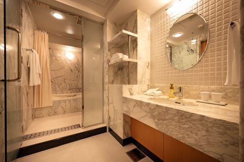 Junior Suite Room, Non Smoking (Meal for children will be charged at check in) | Bathroom | Combined shower/tub, deep soaking tub, rainfall showerhead, hair dryer