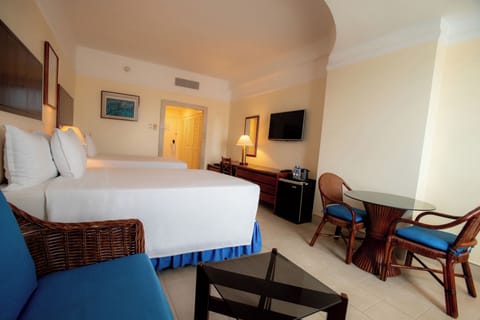 Double Room, 2 Double Beds, City View | Down comforters, minibar, in-room safe, desk
