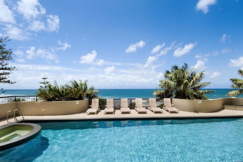 Outdoor pool, sun loungers