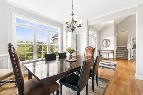 The dining room features a gorgeous view.