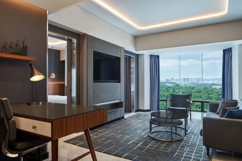 Suite, 1 Bedroom | Living room | 48-inch LED TV with cable channels, TV, DVD player