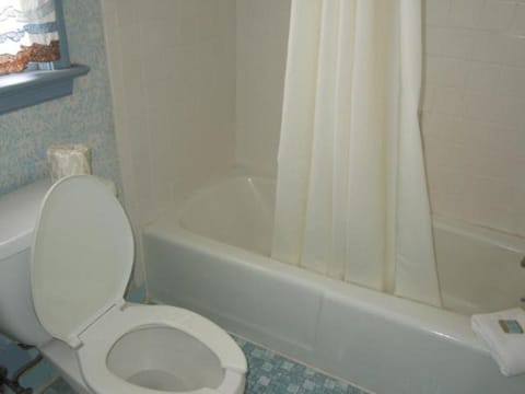 Combined shower/tub, towels