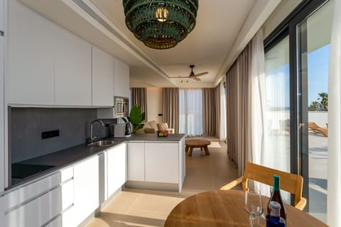 Premium Suite | Private kitchen | Fridge, microwave, stovetop, dishwasher