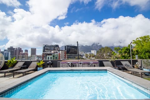 Outdoor pool, sun loungers